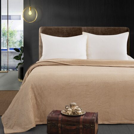 Beauty Home Κουβέρτα μονόχρωμη υπέρδιπλη Fleece Art 11550 220x240 Μπεζ