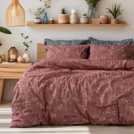 Beauty Home Σετ κουβερλί υπέρδιπλο Art 12216 Indra 100% Βαμβακοσατέν 300tc 220x240 Σάπιο μήλο