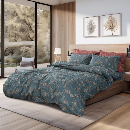 Beauty Home Σετ κουβερλί υπέρδιπλο Art 12217 Gemini 100% Βαμβακοσατέν 300tc 220x240 Κυπαρισσί