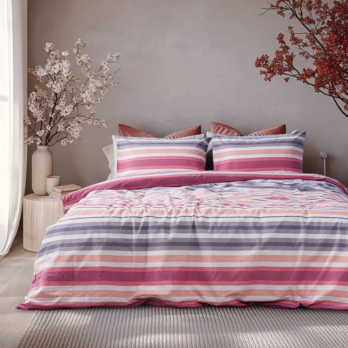 Beauty Home Σετ σεντόνια King size Moments Art 12562 270x260 Ροζ,Γκρι