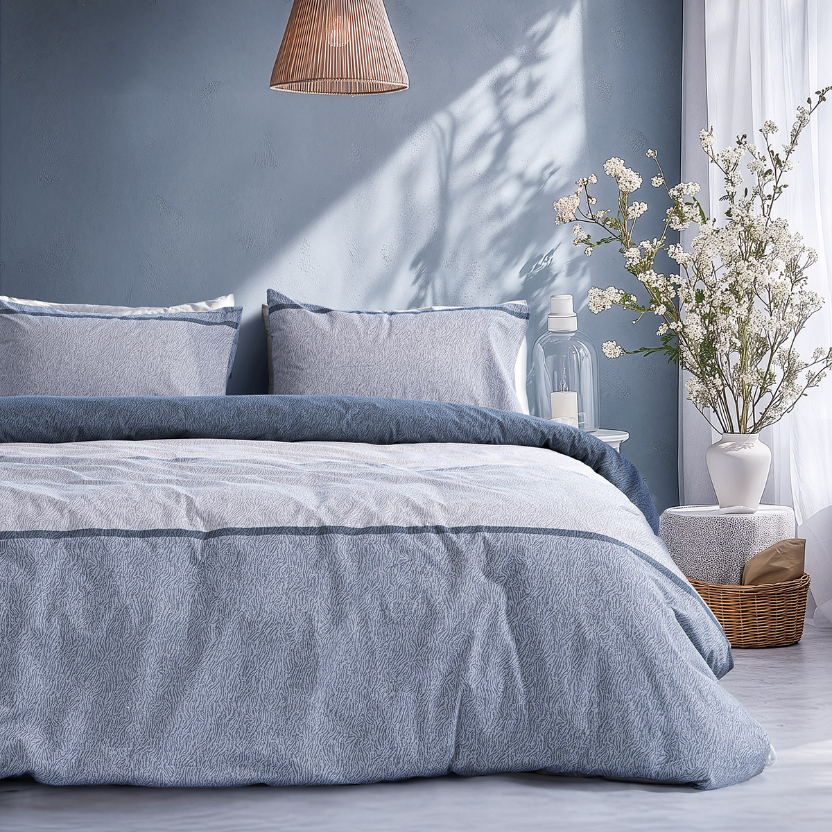Beauty Home Σετ κουβερλί μονό Moments Αrt 12566 160x230 Σιέλ,Γκρι