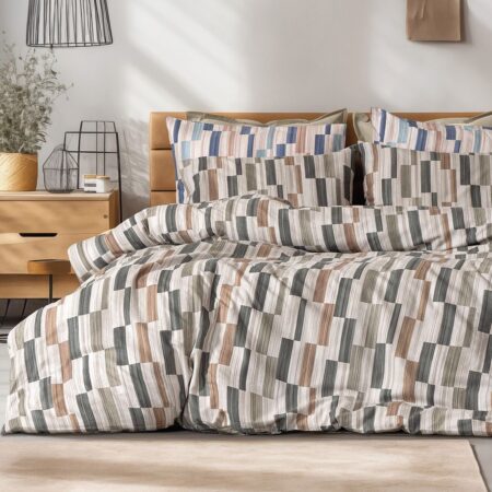 Beauty Home Σετ παπλωματοθήκη φανελένια υπέρδιπλη Pinot Art 12632 230x250 Μπεζ,Πράσινο