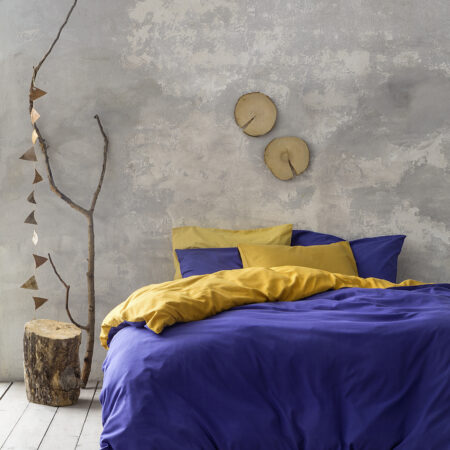 Σετ Παπλωματοθήκη Υπέρδιπλη Abalone - Blue / Mustard Beige