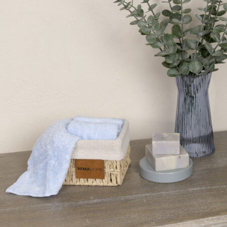 Καλαθάκι με 3 τεμάχια Λαβέτες - Bamboo Bloom Light Blue