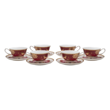 Beauty Home Σετ φλυτζάνια τσαγιού πορσελάνης 12τμχ Eternal Art 7716 Μπορντό