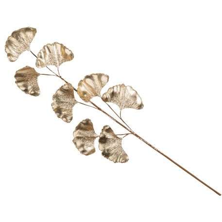 Beauty Home ΚΛΑΔΙ GINKGO ΣΕΤ ΧΡΥΣΟ ΜΕ ΓΚΛΙΤΕΡ 53CM