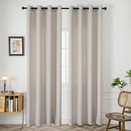 Beauty Home Κουρτίνα μεσαίας σκίασης με 8 μεταλλικούς κρίκους Effect Art 8443 140x270 Εκρού