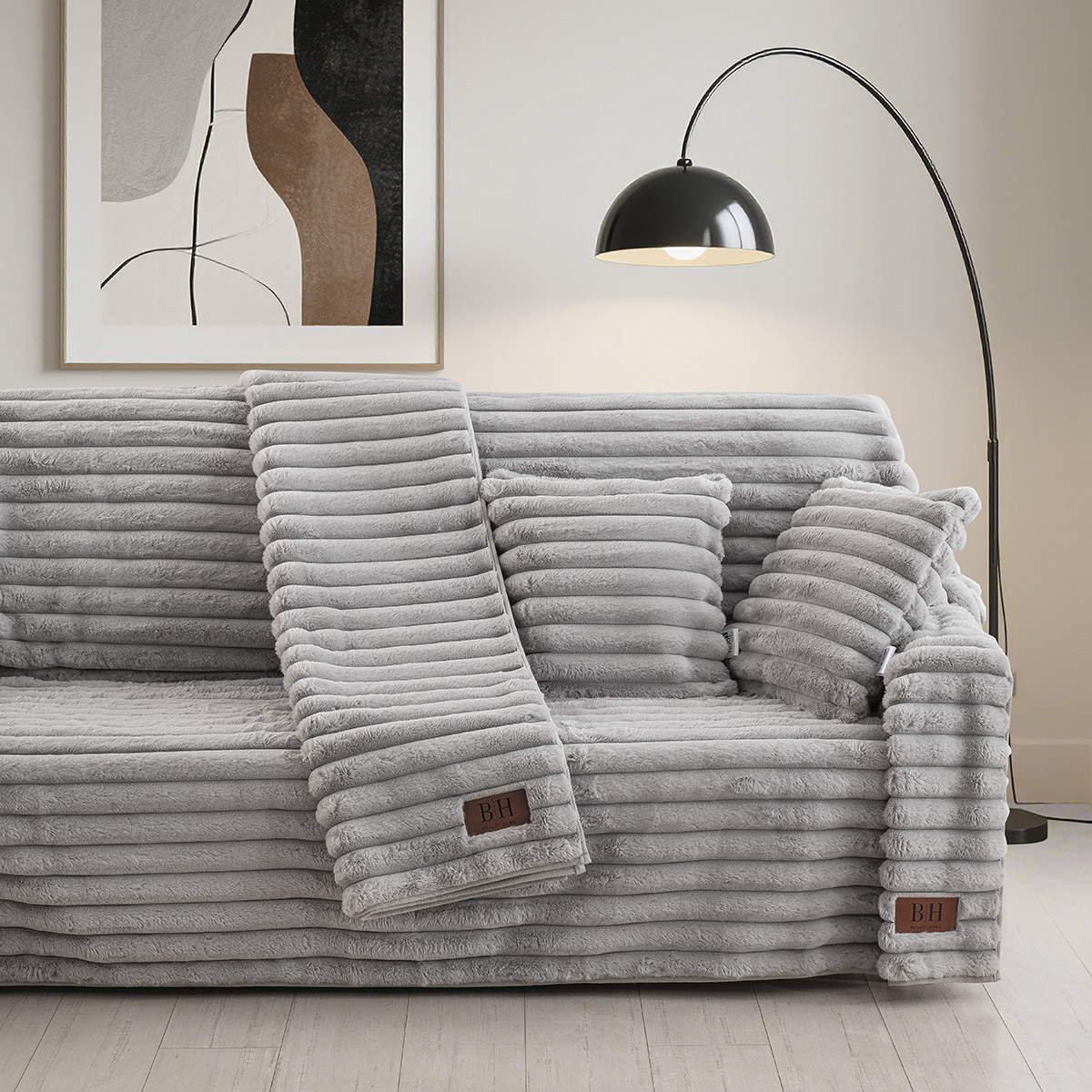 Beauty Home Γούνινο ριχτάρι Τριθέσιο Stripe Art 8727 180x300 Γκρι