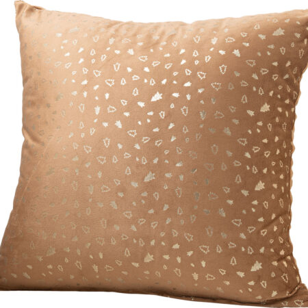 Beauty Home Μαξιλαροθήκη 45 x 45 cm Βελούδο Μπεζ Με Χρυσά Έλατα