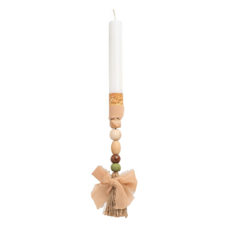Beauty Home ΛΑΜΠΑΔΑ ΛΕΥΚΗ 25cm ΚΡΕΜΑΣΤΟ ΜΕ ΧΑΝΤΡΕΣ ΜΕ ΦΙΟΓΚΟ ΜΠΕΖ