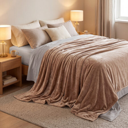 Beauty Home Κουβέρτα υπέρδιπλη Velora Art 12550 100% polyester super soft 550gsm 220x240 Άμμου